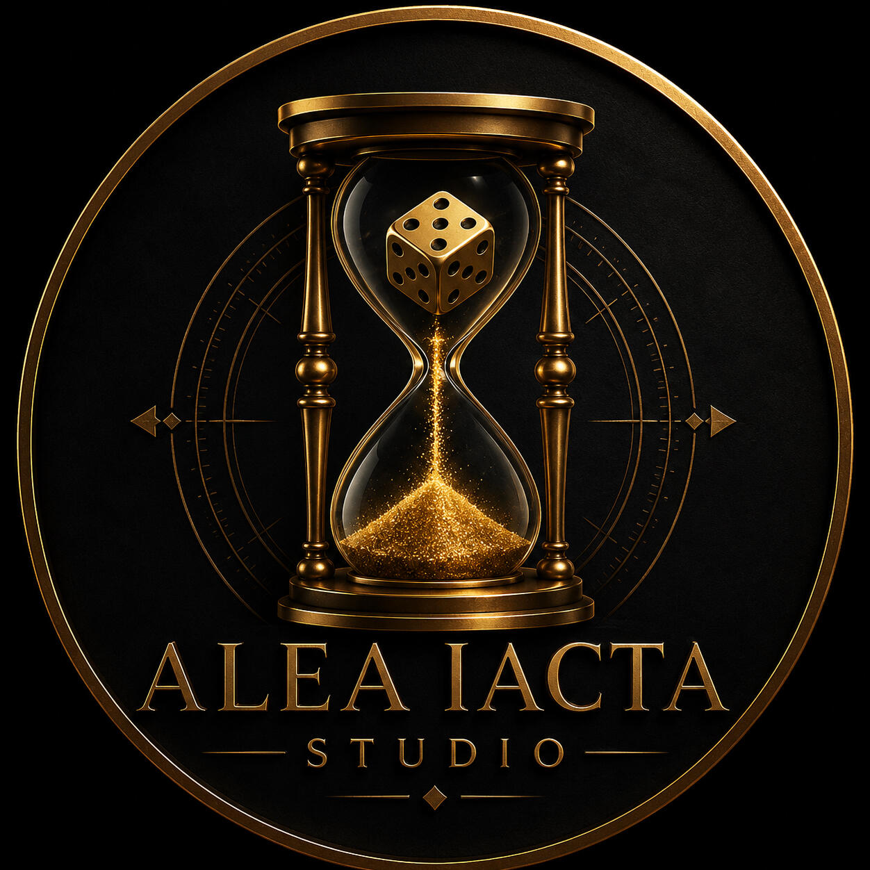 Alea Iacta Studio logo – alternate history, speculative futures and different worlds